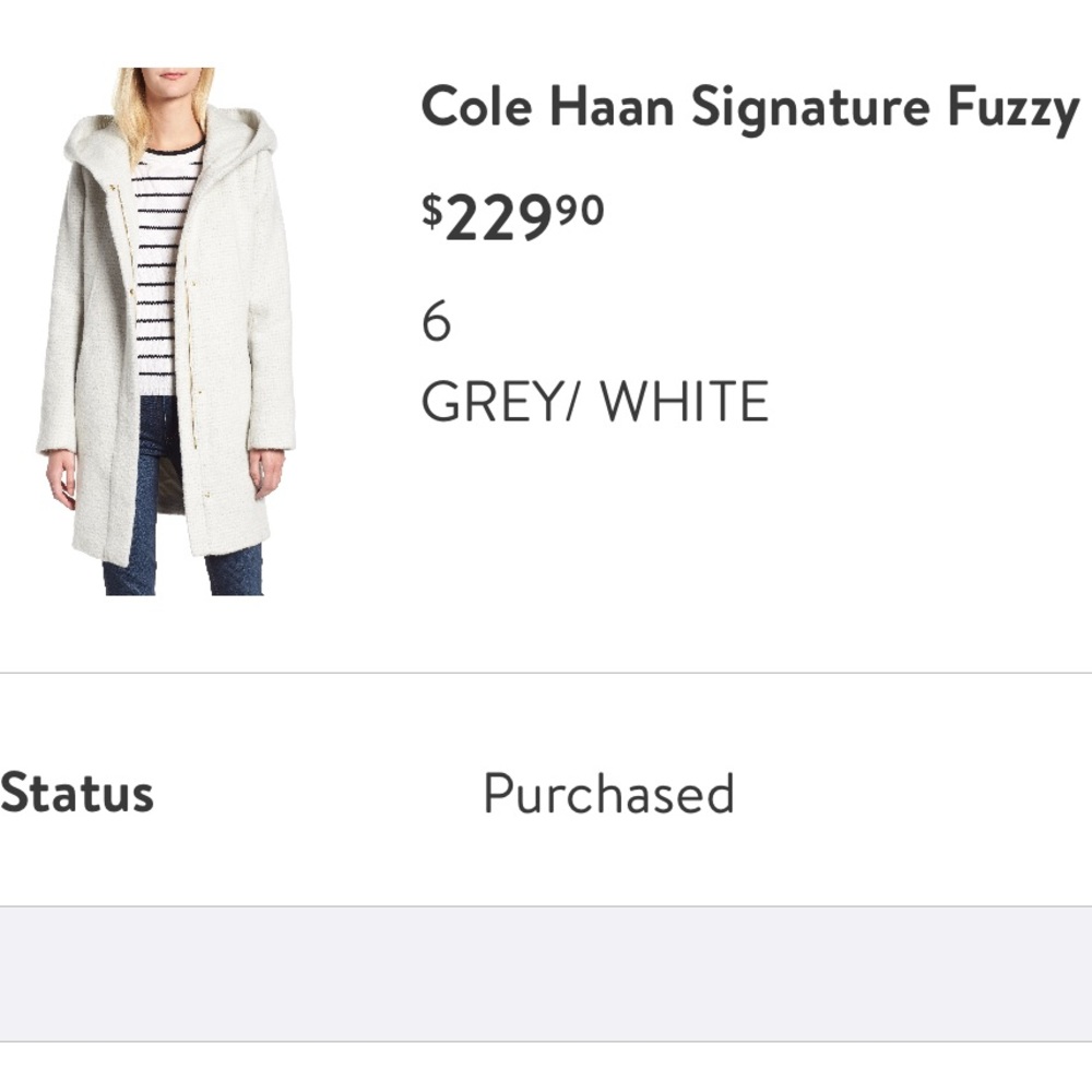 Grey/White Cole Haan Coat with Hood